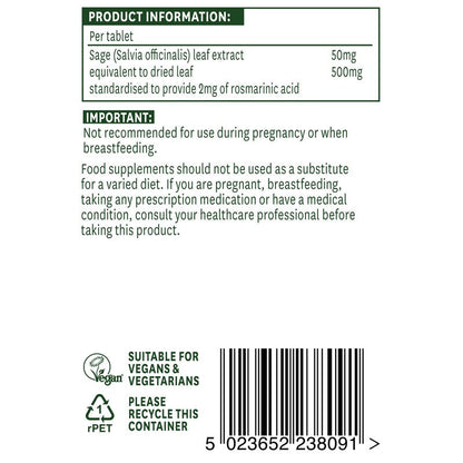 Natures Aid Sage Leaf 50mg (500mg equiv) 90 Tablets