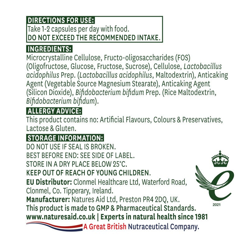 Natures Aid Probiotic Complex (with Bifidus and FOS) 60 Capsules