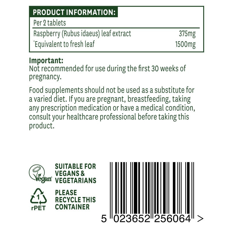 Natures Aid Raspberry Leaf 375mg (750mg equiv) 60 Tablets