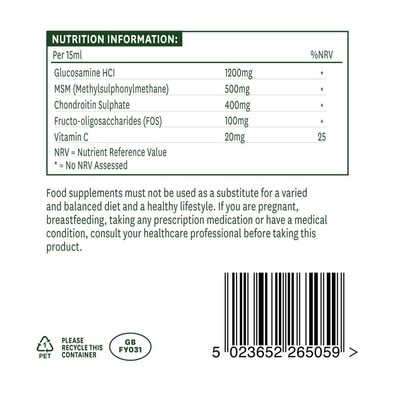 Natures Aid Glucosamine, 1200mg, MSM 500mg & Chondroitin 400mg Liquid 500ml