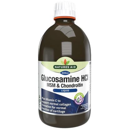 Natures Aid Glucosamine, 1200mg, MSM 500mg & Chondroitin 400mg Liquid 500ml