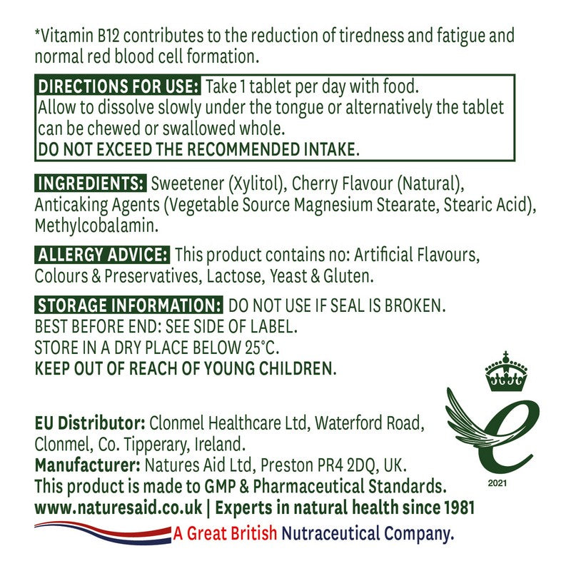 Natures Aid Vitamin B12 1000ug (Sublingual) 90 Tablets