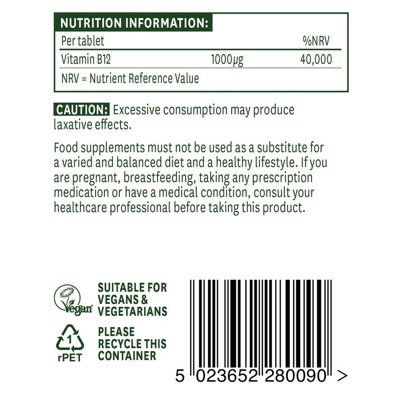 Natures Aid Vitamin B12 1000ug (Sublingual) 90 Tablets