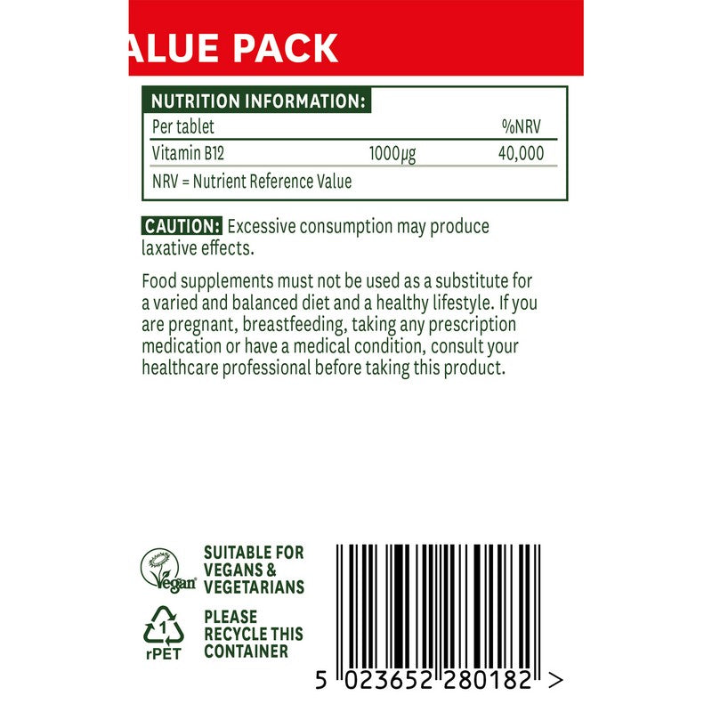 Natures Aid Vitamin B12 1000ug (Sublingual) 180 Tablets