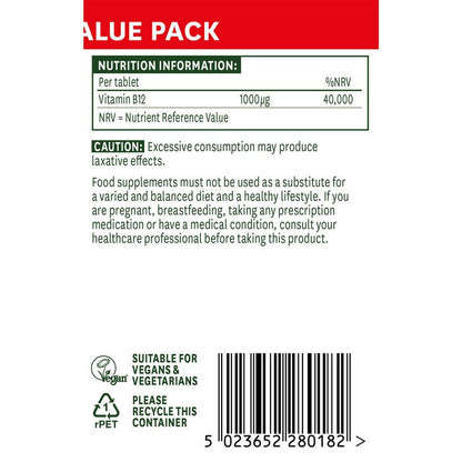 Natures Aid Vitamin B12 1000ug (Sublingual) 180 Tablets