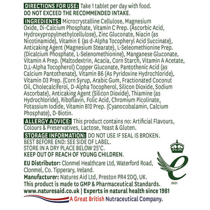Natures Aid Multi-Vitamins & Minerals (without Iron) 60 Tablets