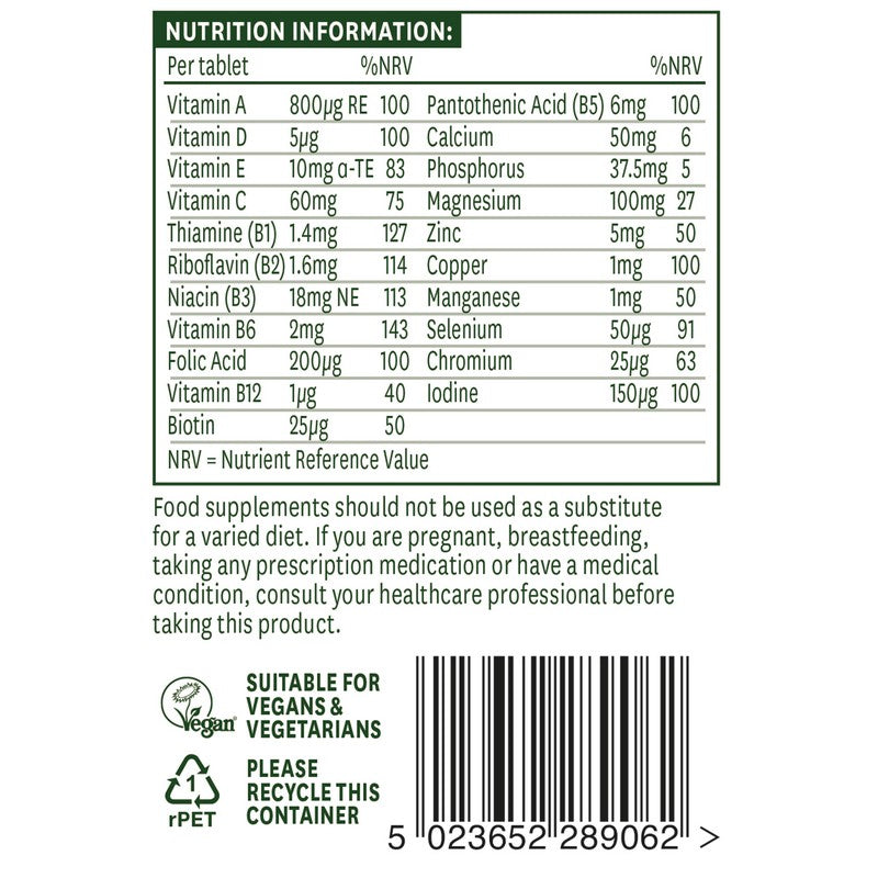 Natures Aid Multi-Vitamins & Minerals (without Iron) 60 Tablets