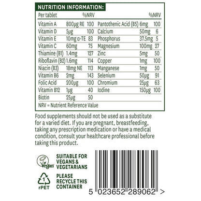 Natures Aid Multi-Vitamins & Minerals (without Iron) 60 Tablets