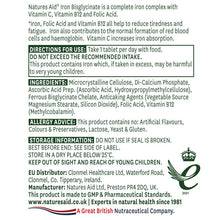 Natures Aid Iron Bisglycinate with Ester C, Vitamin B12, Folic Acid 90 Tablets
