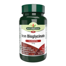 Natures Aid Iron Bisglycinate with Ester C, Vitamin B12, Folic Acid 90 Tablets