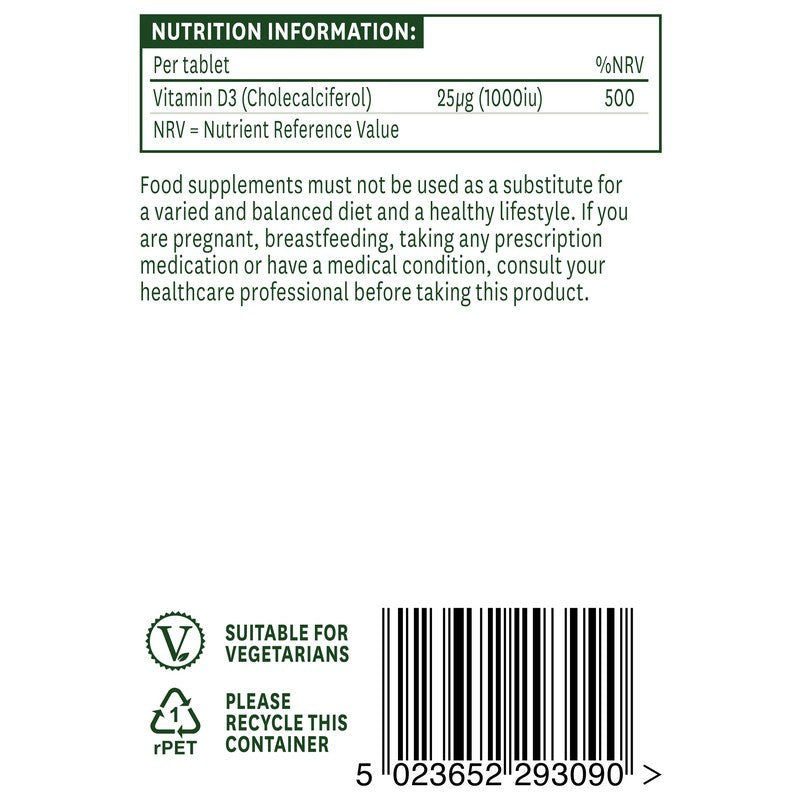 Natures Aid Vitamin D3 1000iu (25ug) 90 Tablets