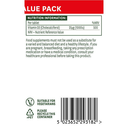 Natures Aid Vitamin D3 1000iu (25ug) 180 Tablets