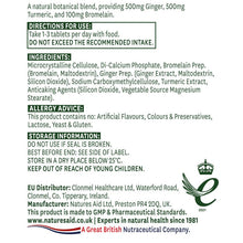 Natures Aid Ginger, Turmeric & Bromelain 60 Tablets