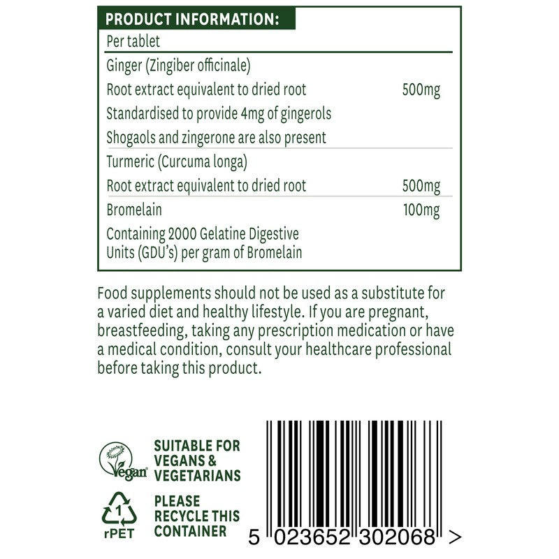 Natures Aid Ginger, Turmeric & Bromelain 60 Tablets