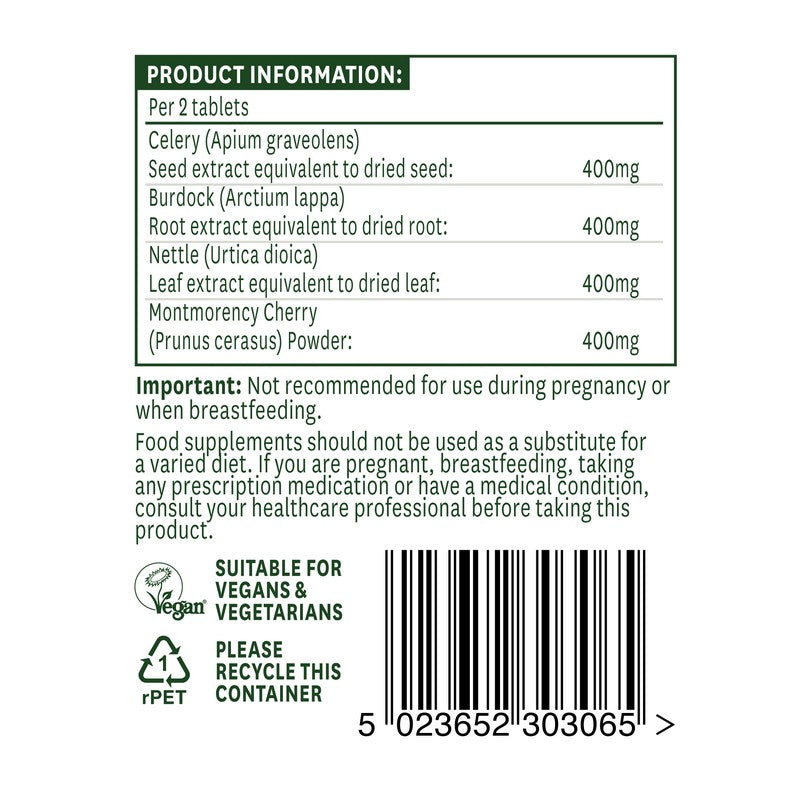 Natures Aid Celery Seed Complex with Montmorency Cherry, Burdock & Nettle 60 Tablets
