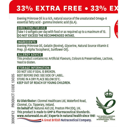 Natures Aid Evening Primrose Oil 500mg (Cold Pressed) 120 Softgels