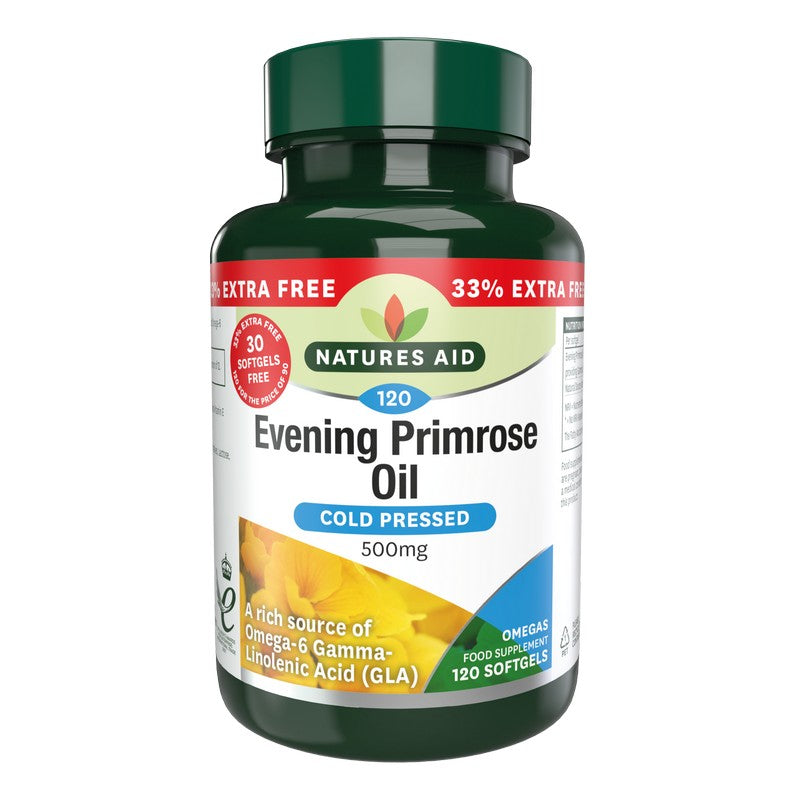 Natures Aid Evening Primrose Oil 500mg (Cold Pressed) 120 Softgels