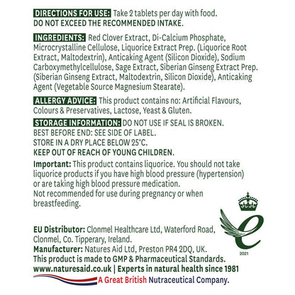 Natures Aid Red Clover Complex with Sage, Siberian Ginseng & Liquorice