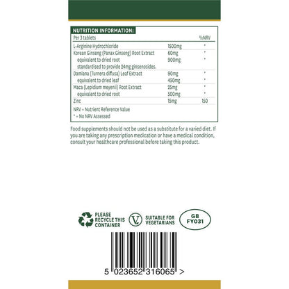 Natures Aid Active Man with Arginine, Korean Ginseng and Maca 60 Tablets