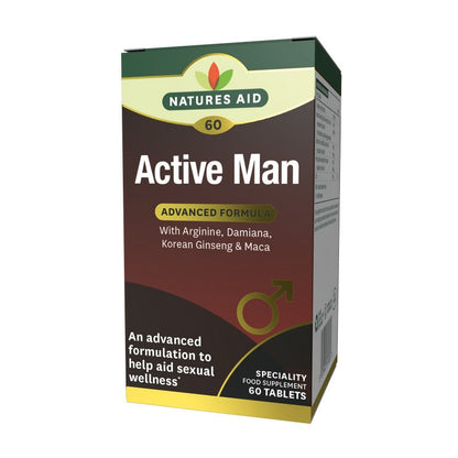 Natures Aid Active Man with Arginine, Korean Ginseng and Maca 60 Tablets