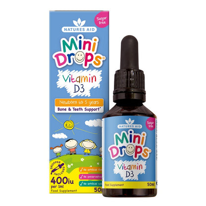 Natures Aid Vitamin D3 400iu (10ug) Mini Drops for infants & children (newborn - 5 years) 50ml