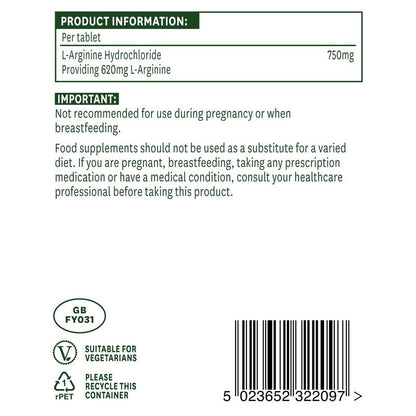Natures Aid L-Arginine HCl 750mg 90 Tablets