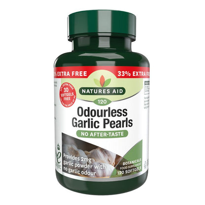 Natures Aid Garlic Pearls (Odourless) One-a-day 120 Tablets