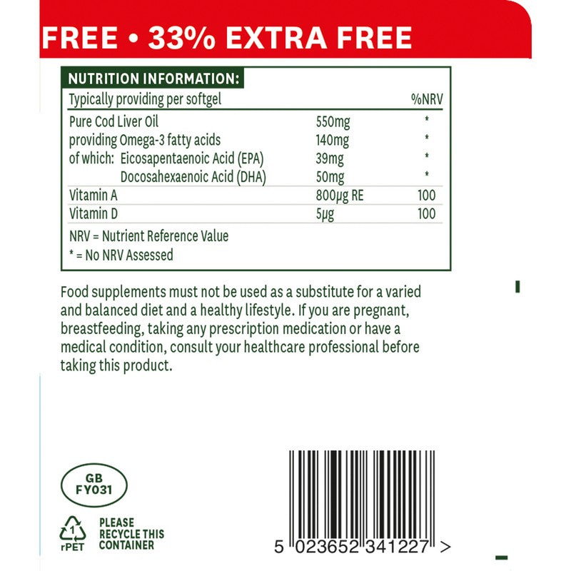 Natures Aid Cod Liver Oil 550mg 120 Softgels