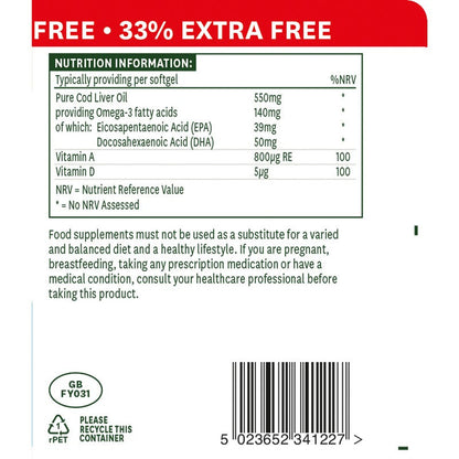 Natures Aid Cod Liver Oil 550mg 120 Softgels