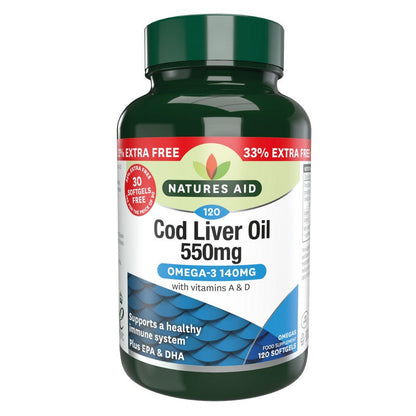 Natures Aid Cod Liver Oil 550mg 120 Softgels
