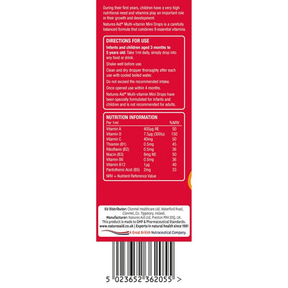 Natures Aid Multi-vitamin Mini Drops for infants & children (3 months - 5 years) 50ml