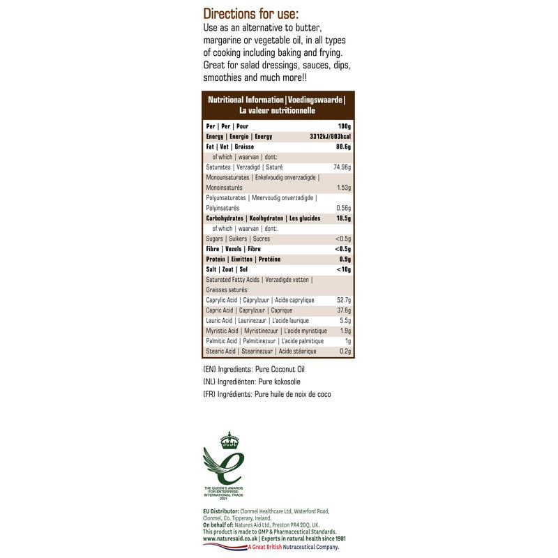 Natures Aid Coconut Oil Liquid 250ml