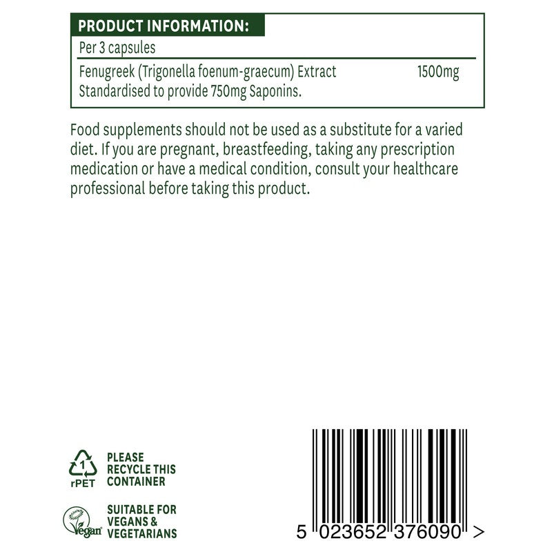 Natures Aid Fenugreek 500mg 90 Capsules