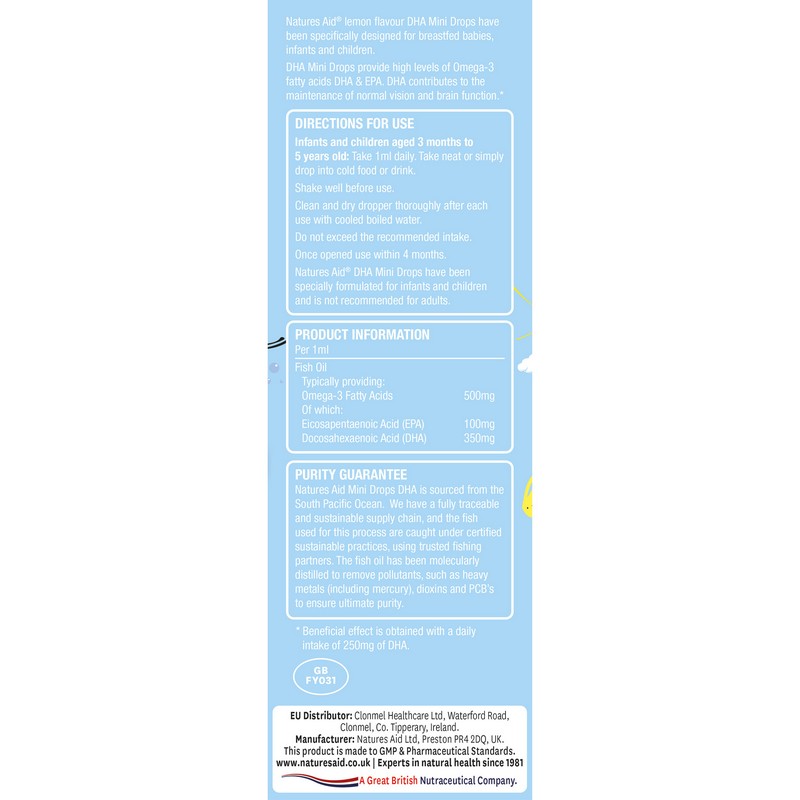 Natures Aid DHA Mini Drops for infants & children (3 months - 5 years) 50ml