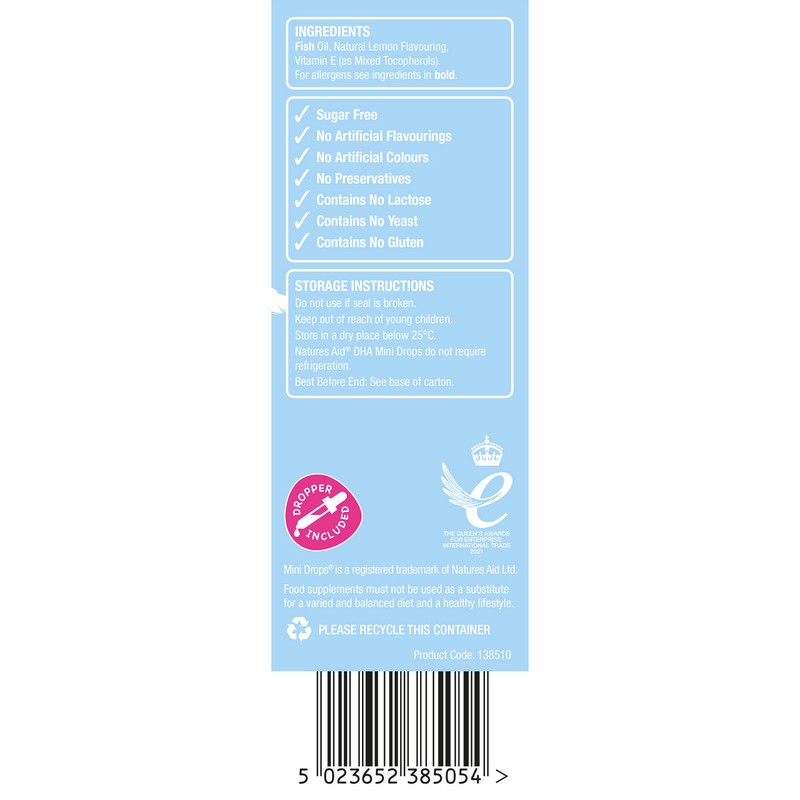 Natures Aid DHA Mini Drops for infants & children (3 months - 5 years) 50ml