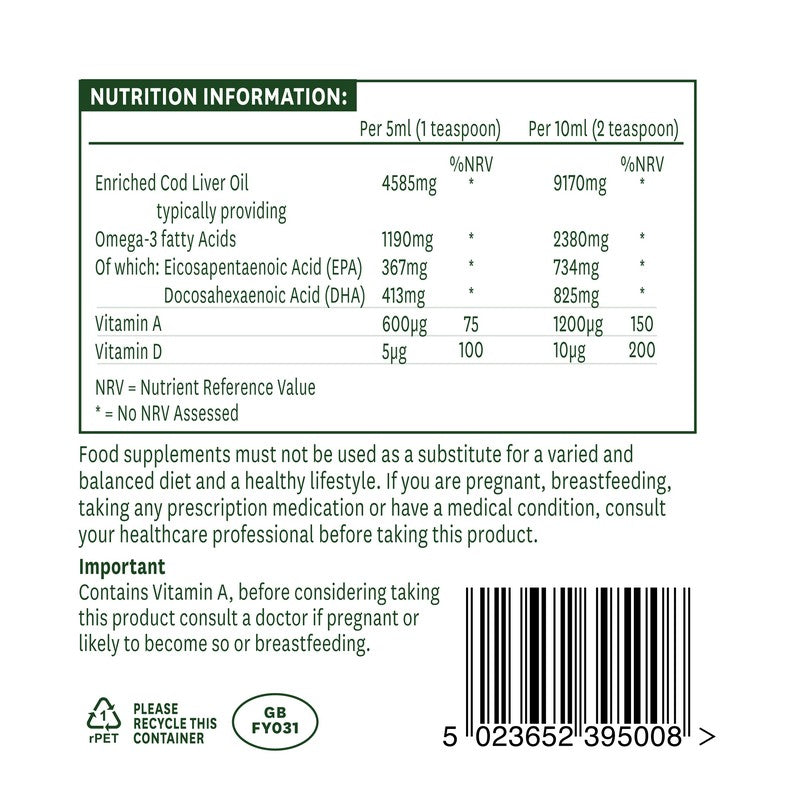Natures Aid Cod Liver Oil Liquid (with Vitamin A & D) 500ml