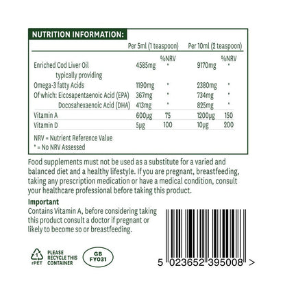 Natures Aid Cod Liver Oil Liquid (with Vitamin A & D) 500ml