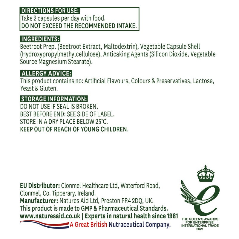 Natures Aid Organic Beetroot 4620mg 60 Capsules