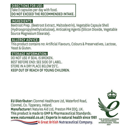 Natures Aid Organic Beetroot 4620mg 60 Capsules