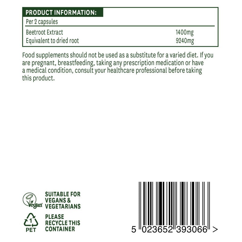 Natures Aid Organic Beetroot 4620mg 60 Capsules