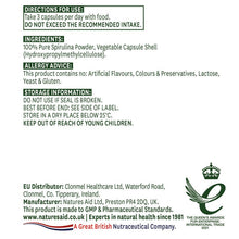 Natures Aid Organic Spirulina 500mg 90 Capsules