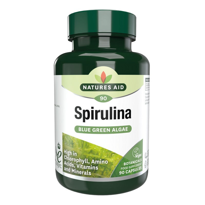 Natures Aid Organic Spirulina 500mg 90 Capsules