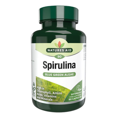 Natures Aid Organic Spirulina 500mg 90 Capsules