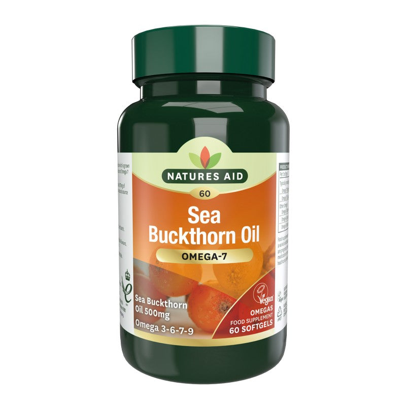 Natures Aid Sea Buckthorn Oil 500mg (Omega-7) 60 Softgels