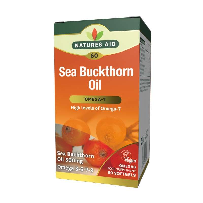 Natures Aid Sea Buckthorn Oil 500mg (Omega-7) 60 Softgels