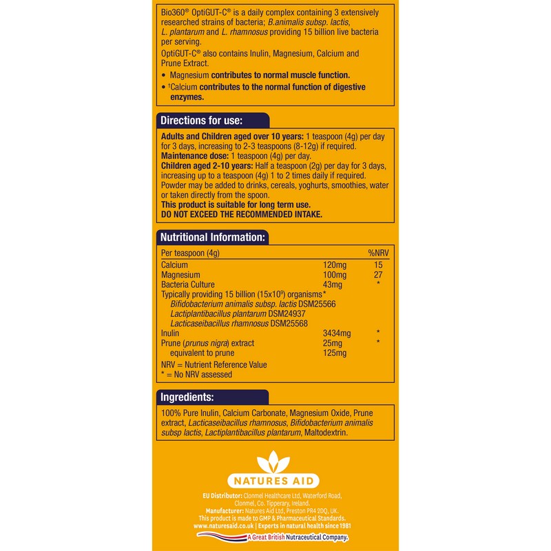 Natures Aid OptiGUT-C (15 Billion Bacteria) 120g