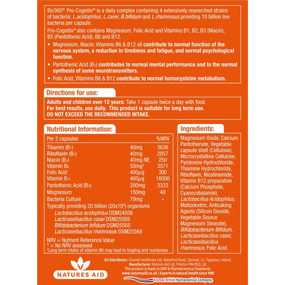 Natures Aid Pro-Cognitiv (10 Billion Bacteria) 60 Capsules