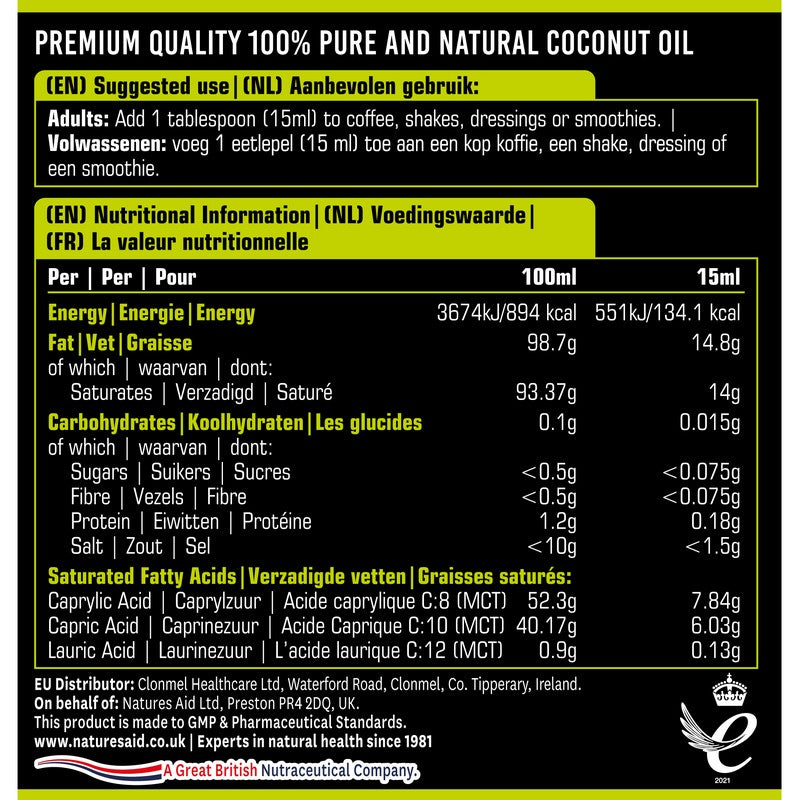 Natures Aid MCT Oil 500ml