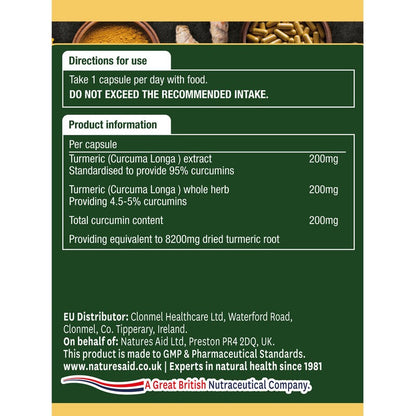 Natures Aid Turmeric 8200mg (High Potency)