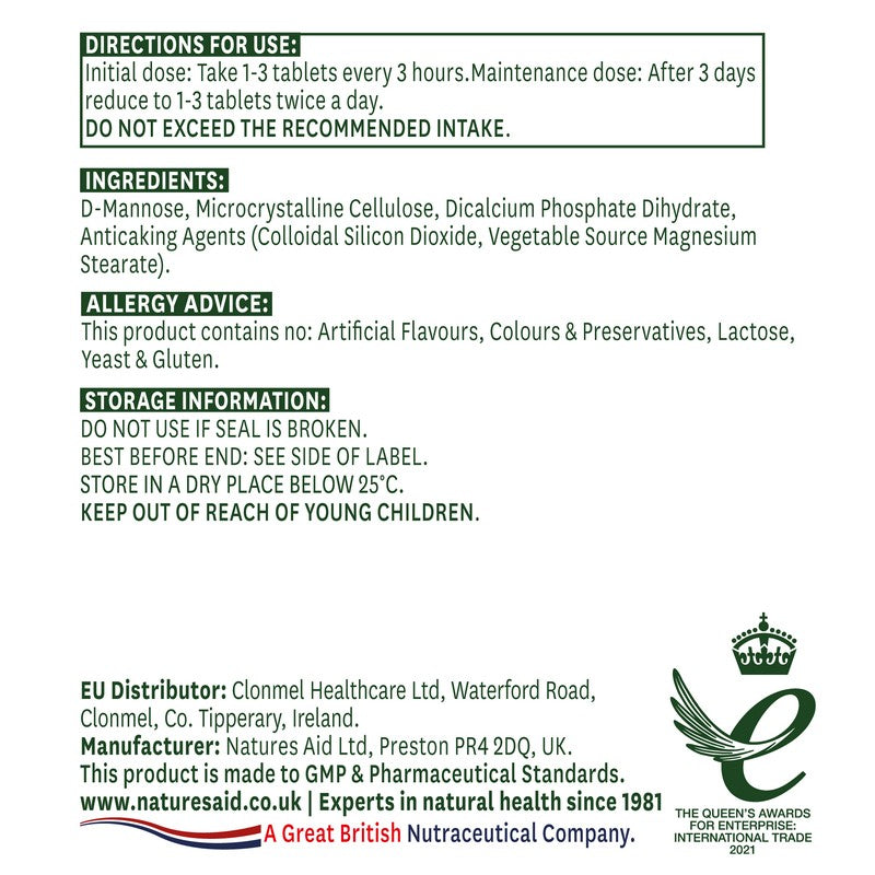 Natures Aid D-Mannose 1000mg 60 Tablets